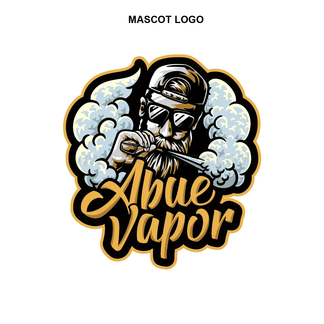 Desain logo mascot brand vape Abue vapor oleh tim rakanweb