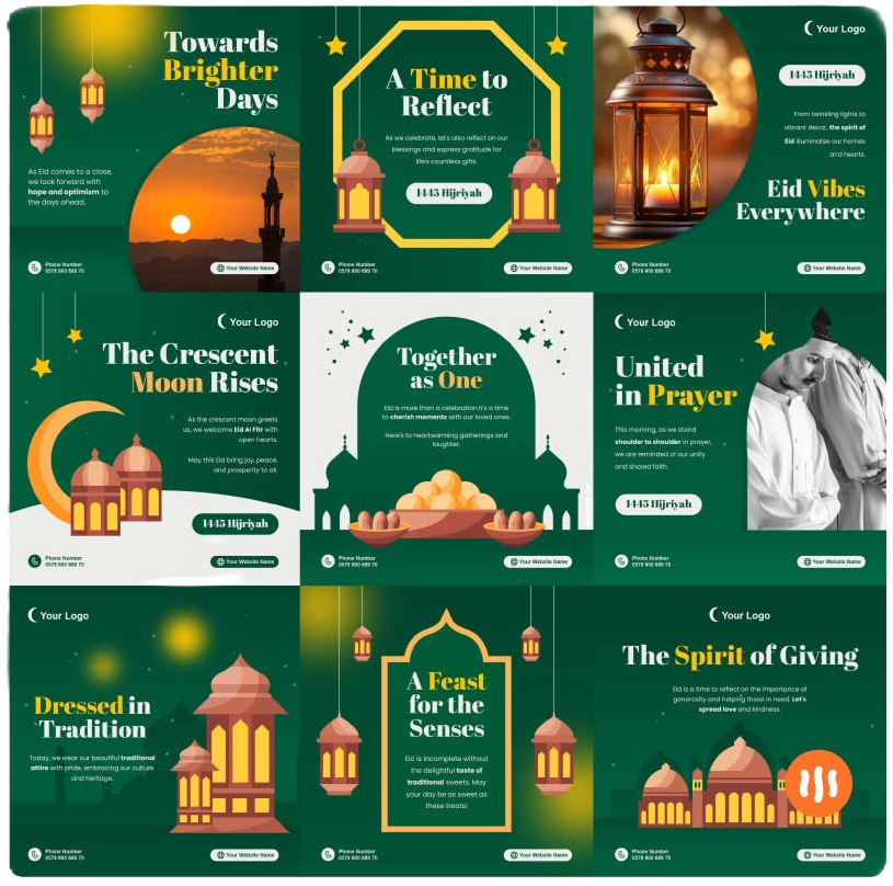 Desain sosial media feed Instagram tema ucapan islami gitaset pilihan rakanweb