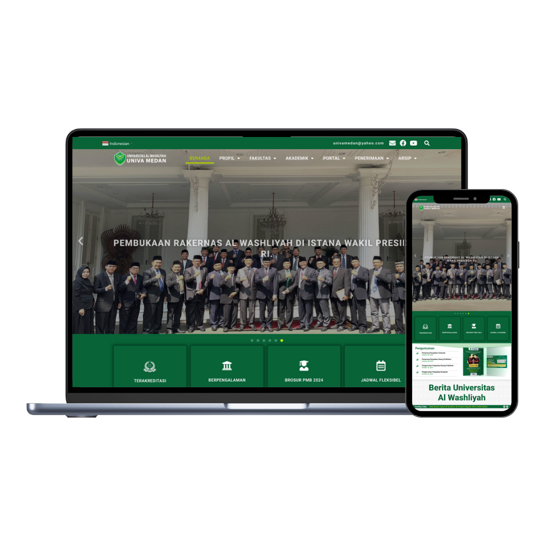 Mockup proyek Website Universitas Kampus UNIVA Medan