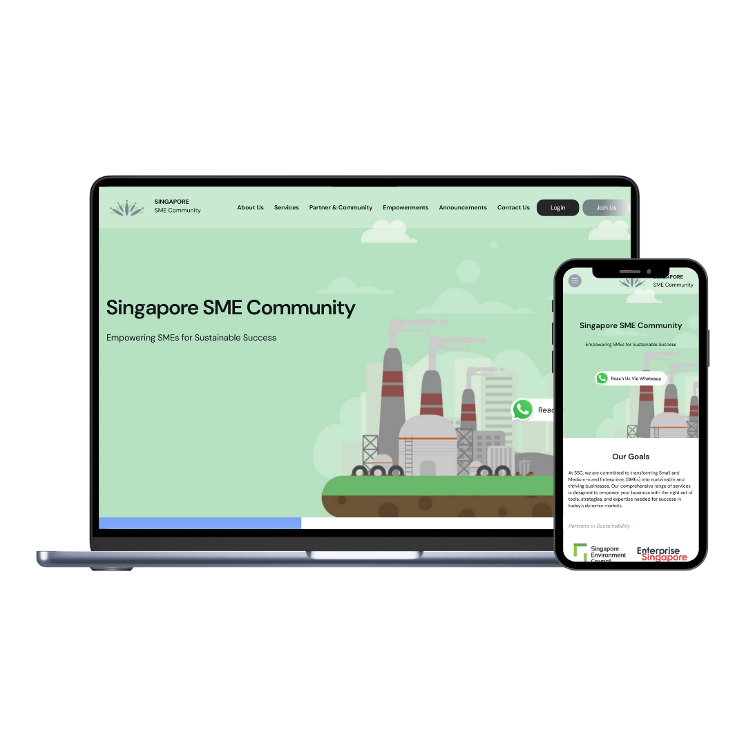 Mockup proyek Website Singapore SME Community